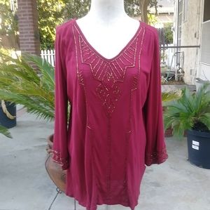 Lucky Brand NWT Maroon Tunic XL